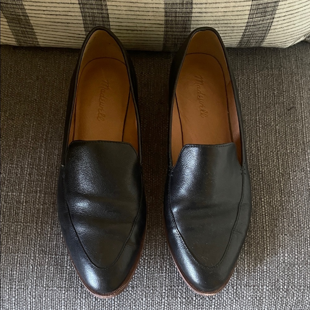 Madewell Frances Black Leather Loafers, Sz 9